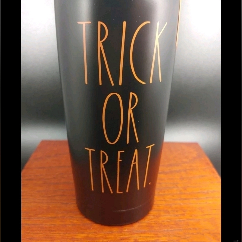 RAE DUNN Trick Or Treat Black Halloween Insulated Travel /Tumbler Mug.. Kitchen